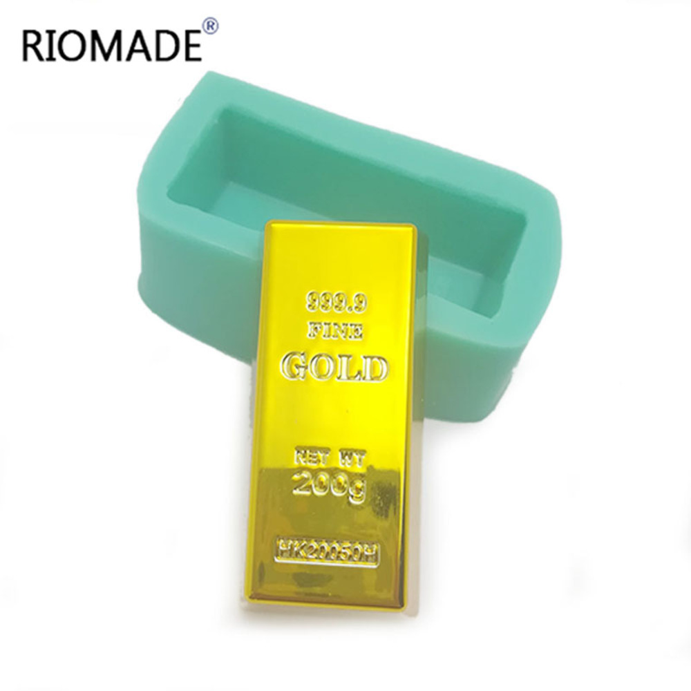 Candle Molds - Altın Tuğla Şeklinde Silikon Kalıp Kek