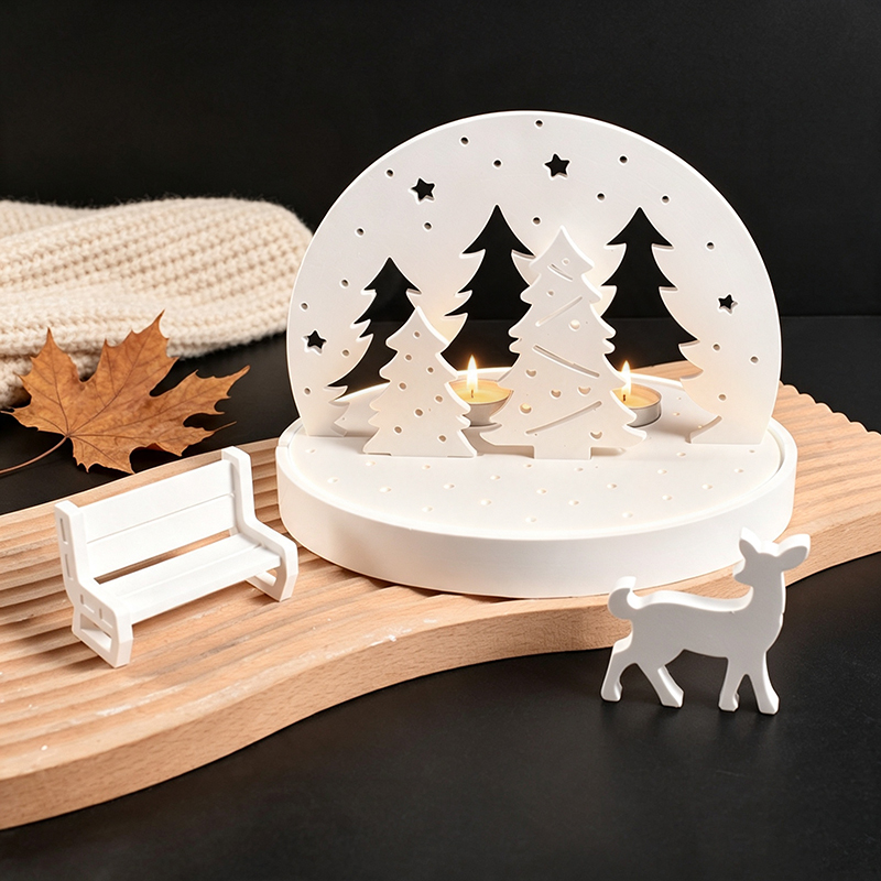 Candle Molds - Noel Geyiği Tealight Mumluk Silikon Kalıpları,
